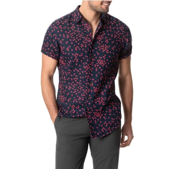 RODD AND Gunn Broadbay Sports Fit Short Sleeve Button Up Linen Shirt Size L - Picture 1 of 8